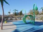 Plants and animals of the rainforest dot the playground at Nature Discovery Park in North Las Vegas, NV.