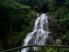 Route 100 Vermont - travelling along Route 100, we spotted this beautiful waterfall in the mountains surrounded by lush greenery.