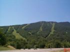 Stowe Vermont - looking up at the ski area in Stowe in the summertime - beautiful and green with no snow!  It's easy to see the various ski runs in this picture!
