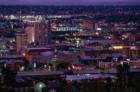 The scenic lights of Spokane Washington as seen at night.
