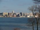 View of downtown from Olin Park.  The lake is Lake Monona, the 2nd largest Madison lake.