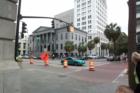 A view of the intersection of Bay Street and Bull Street