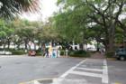 An artist selling pictures at Johnson Square