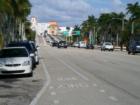 View down Hollywood Blvd. towards the east.  Building at the end of the road is the Hollywood Beach Resort which in the 50s and 60s was the premier spot.  It is now run by Ramada as a condo-hotel.  Right behind the hotel is the Atlantic Ocean.