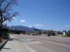 Interstate 25 & Circle; Downtown Colorado Springs is just a few minutes away; snow-capped Pikes Peak in the background.