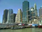 The Financial District in Manhattan- Looking from Pier 17 from South Street Seaport area 