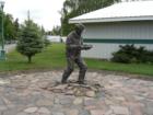 Bronze of a waterwitcher at the Waterville museum