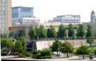 Next to the River, and Century II, the Hilton Hotel.  A rock wall fountain is shown here.  Library, original city building, and more in this close nit downtown area.
