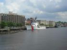 Another view of downtown from across the river, featuring the Coast Gaurd ship.