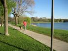 Walking paths around Lake Hiawatha in Minneapolis.