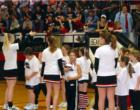 Conway High School cheerleaders giving the younger girls a few pointers at a varsity basketball game!
