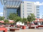 The Lloyd D. George Federal District Courthouse in downtown Las Vegas, NV. Centennial Plaza is in the foreground.