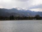 View of Pikes Peak from Memorial Park's Prospect Lake