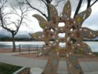 Some of the Art that can be found at Memorial Park - Prospect Lake. Pikes Peak in Background.