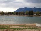 View of Cheyenne Mountain from Memorial Park's Prospect Lake