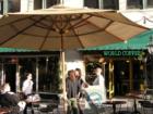 Relax ouside with a cup of java at Old World Coffee, Downtown Asheville 