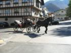Horse drawn carriage meanders through downtown Leavenworth