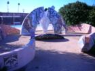 One of the many public murals in town.  This snake-like mural by the swimming pool, is created with colorful tiles, and located next to Hardie Park.