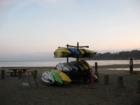 William R. Hearst State Beach, better known as the cove to locals. Show at evening of the Pacific Ocean and some kayaks that can be rented.