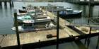 Lobster boats at dock in the harbor.