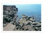 Two harbors, miles of rocky shore.  the lake is so clear that you can see eight feet below the surface.