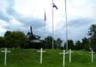 A memorial to soldiers from various wars who lost their lives, down the street from Memorial Park on Union Boulevard and Fountain Boulevard.