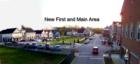 Panoramic view of our new shopping area called "First and Main"