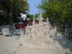 Sandcastle beyond the pool at the Raleigh Hotel.