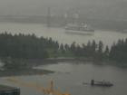 A cruiseship leaving Vancouver in the rain