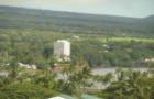 Looking over the County Building and Hilo Bay towards the Wainaku area at Bayshore Tower.  