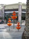 Orange fountain in downtown Brea on Birch St. Photo by Lynda Eisenmann, Broker