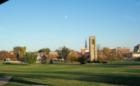 Baker Park Fall afternoon, notice the moon above Bell Tower