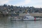 Coast Guard cutter with South Hill in Background