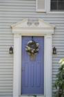 Charming and welcoming;a blue door with wreath. A welcome sign of spring on Tryon Street, South Glastonbury, CT