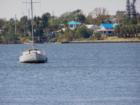 Sailboat anchored near the bridge to Hutchinson Island