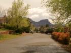 Elephant Rock is nicely framed by this Uptown Sedona street scene.