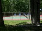 Tennis courts overlooking Fawn Lake.