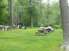 This is just one of the picnic areas available that overlooks the lake at Promised Land State Park in Pike County, PA.