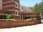 San Luis Obispo County and City Library at the intersection of Palm and Osos.