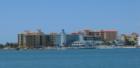 View of S Clearwater Beach from Sand Key - you can see Shepards and Jimmyh Iguana's with their beach side bars. 