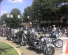Roll On for MDA - June 10, 2007 hundreds of bikers ride to help fight Muscular Distrophy. Seen is from North Park Street at Glover Square in the heart of Marietta, GA.