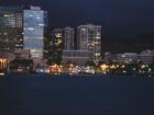 The dinner boats tied up in Honolulu Harbor