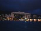 Evening shot of the Federal Building from across Honolulu Harbor.