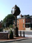 Columbia'a town clock at the corner of Locust and Fifth.
