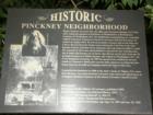 Historic Pinckney Neighborhood Sign on Northeast Corner of 5th & Indiana