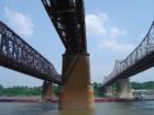 View of the 'old bridge'. Which is I-55 going over the Mississippi River. There are actually three bridges (one car, two train). Separates Tennessee from Arkansas.