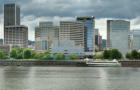 Looking East from Vera Katz Esplanade on Willamette River at Downtown Portland Oregon