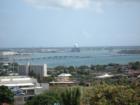 Missle defense platform parked across from the Arizona Memorial and the Battleship Missouri