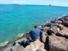 Kicking back waiting for the arrival of the Hawaii SuperFerry at the entrance to Honolulu Harbor.
