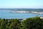 The view of the bay and city of Bellingham from the Viking Union building